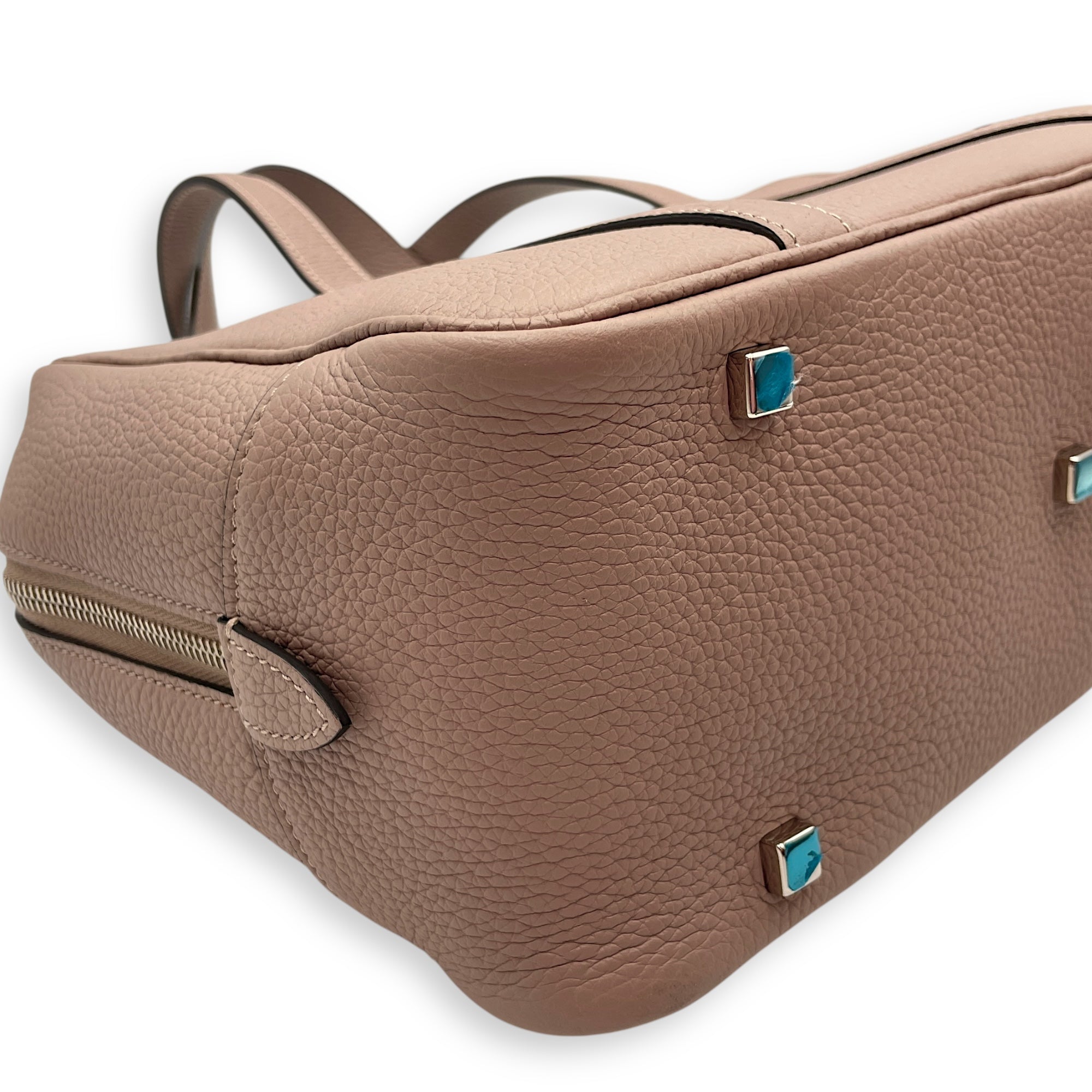 Paris Beige Top Handle Bag in Calfskin, Silver hardware
