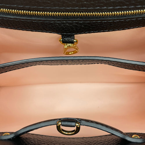 Capuccines with Colourful Chain BB Black Top Handle Bag in Calfskin, Gold hardware
