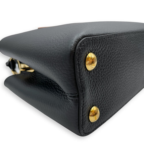 Capuccines with Colourful Chain BB Black Top Handle Bag in Calfskin, Gold hardware