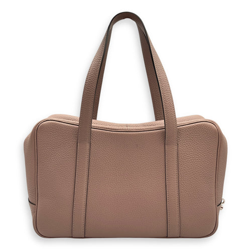 Paris Beige Top Handle Bag in Calfskin, Silver hardware