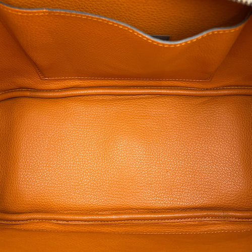 Paris Beige Top Handle Bag in Calfskin, Silver hardware