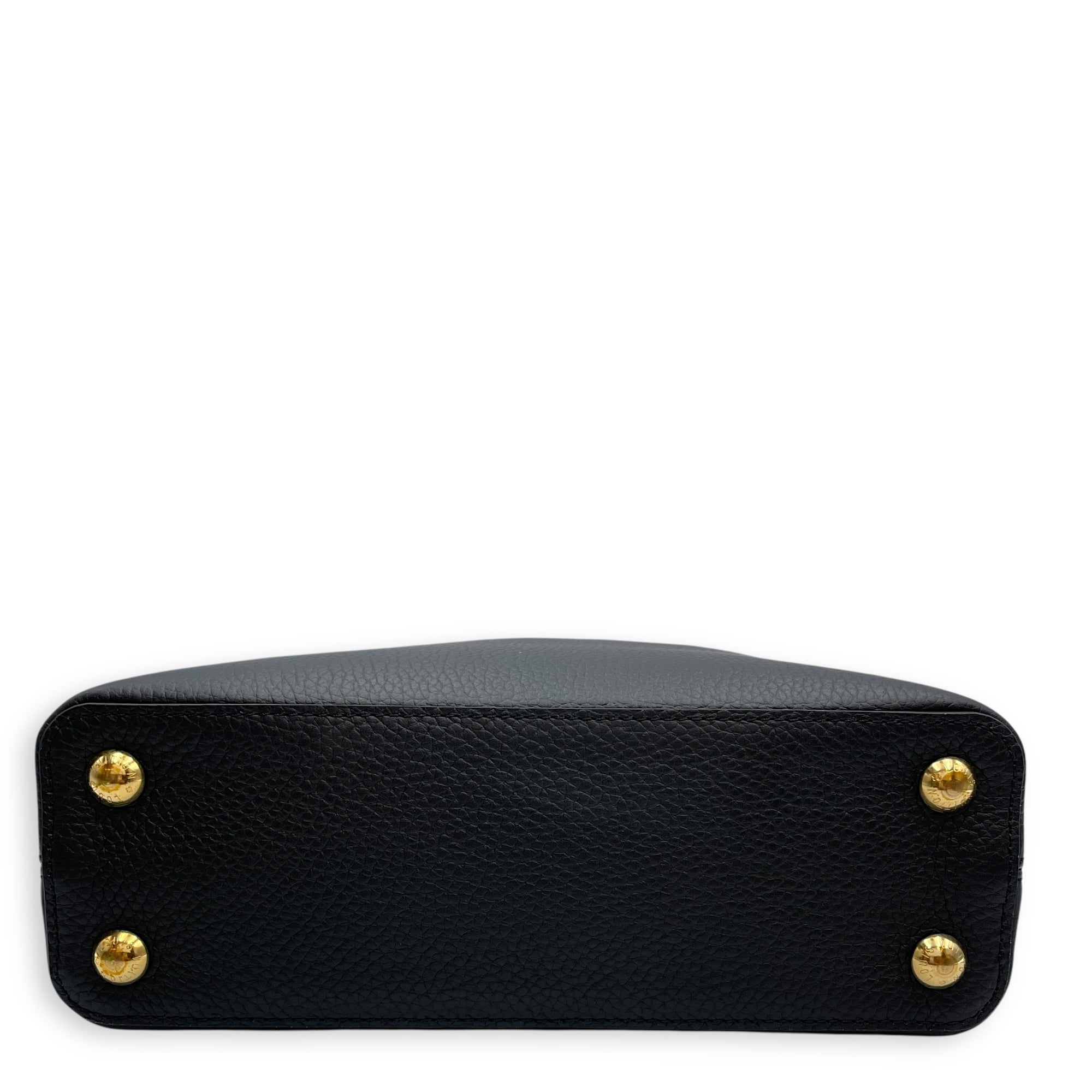 Capuccines with Colourful Chain BB Black Top Handle Bag in Calfskin, Gold hardware
