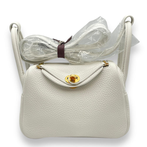 Lindy II Mini New White in Clemence, Gold hardware