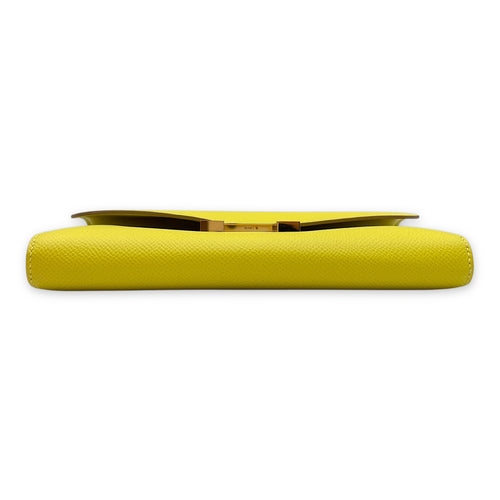 Constance Lime Long Wallet in Epsom, Gold hardware