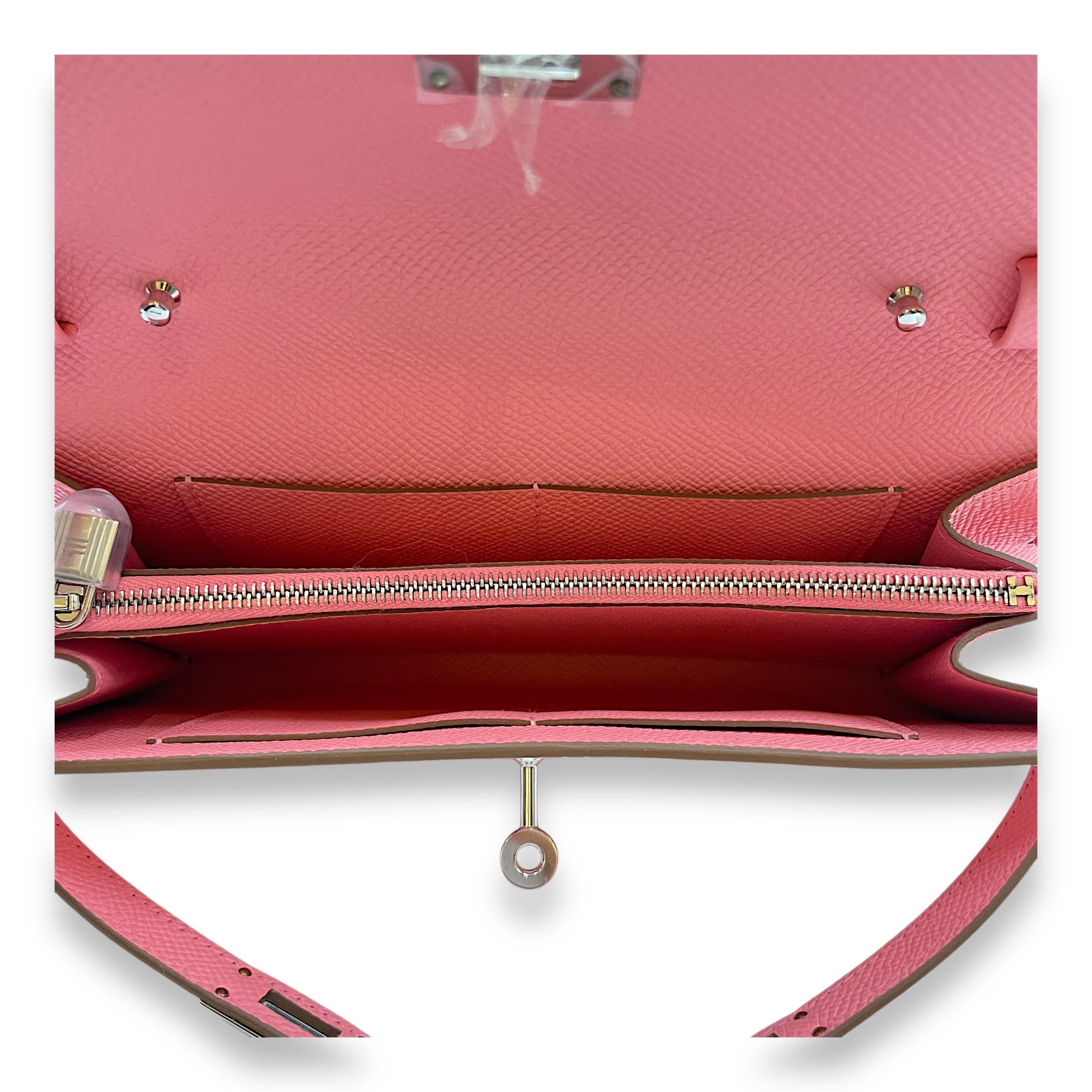 Kelly To Go Rose Confetti Crossbody Bag in Epsom, Palladium hardware