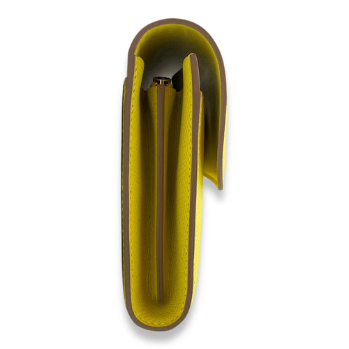Constance Lime Long Wallet in Epsom, Gold hardware