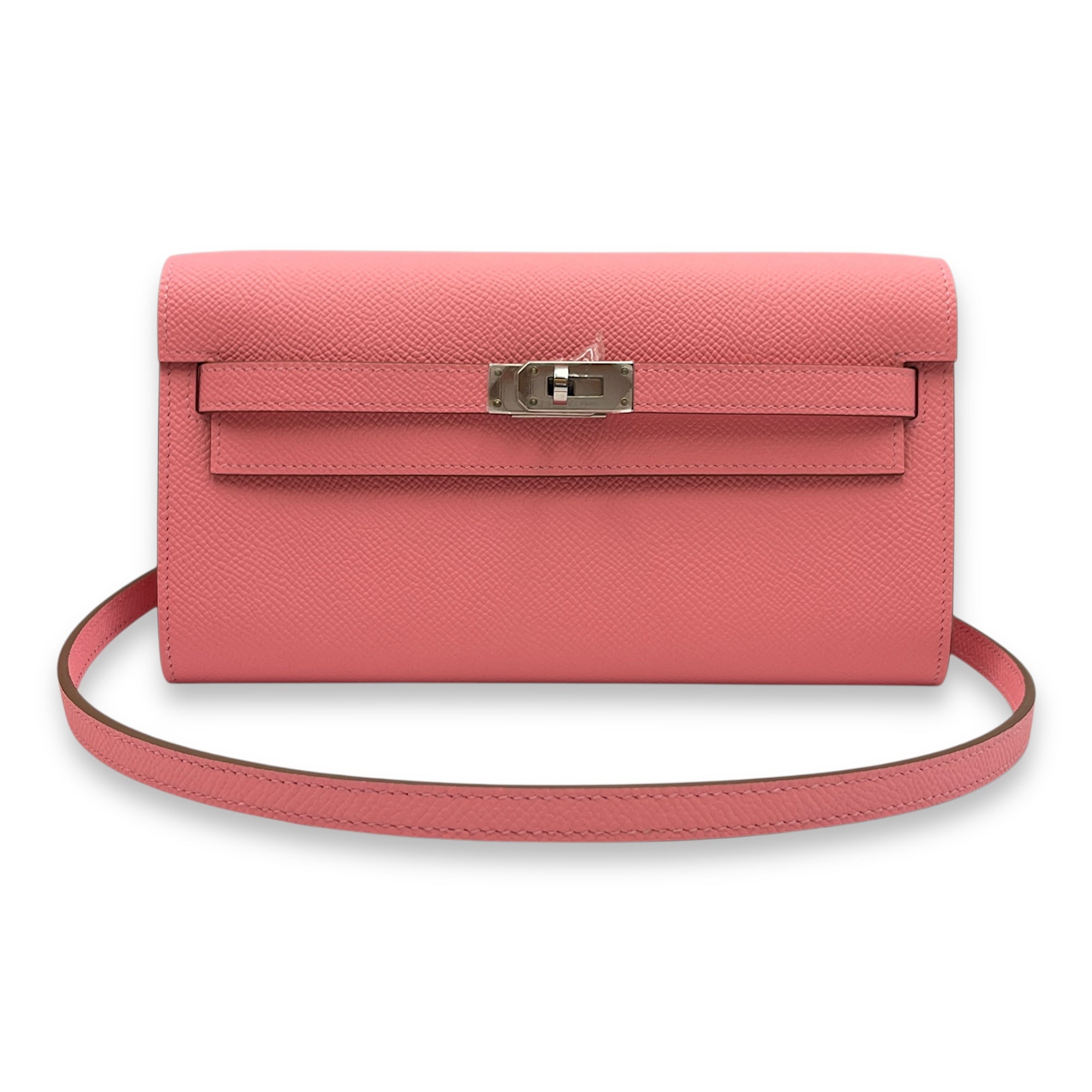 Kelly To Go Rose Confetti Crossbody Bag in Epsom, Palladium hardware