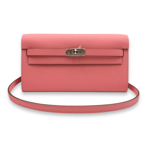 Kelly To Go Rose Confetti Crossbody Bag in Epsom, Palladium hardware