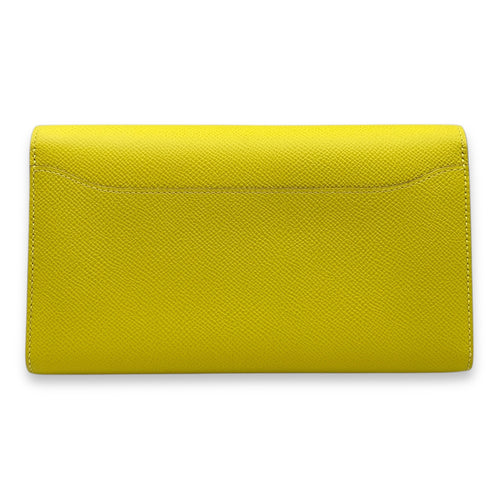 Constance Lime Long Wallet in Epsom, Gold hardware