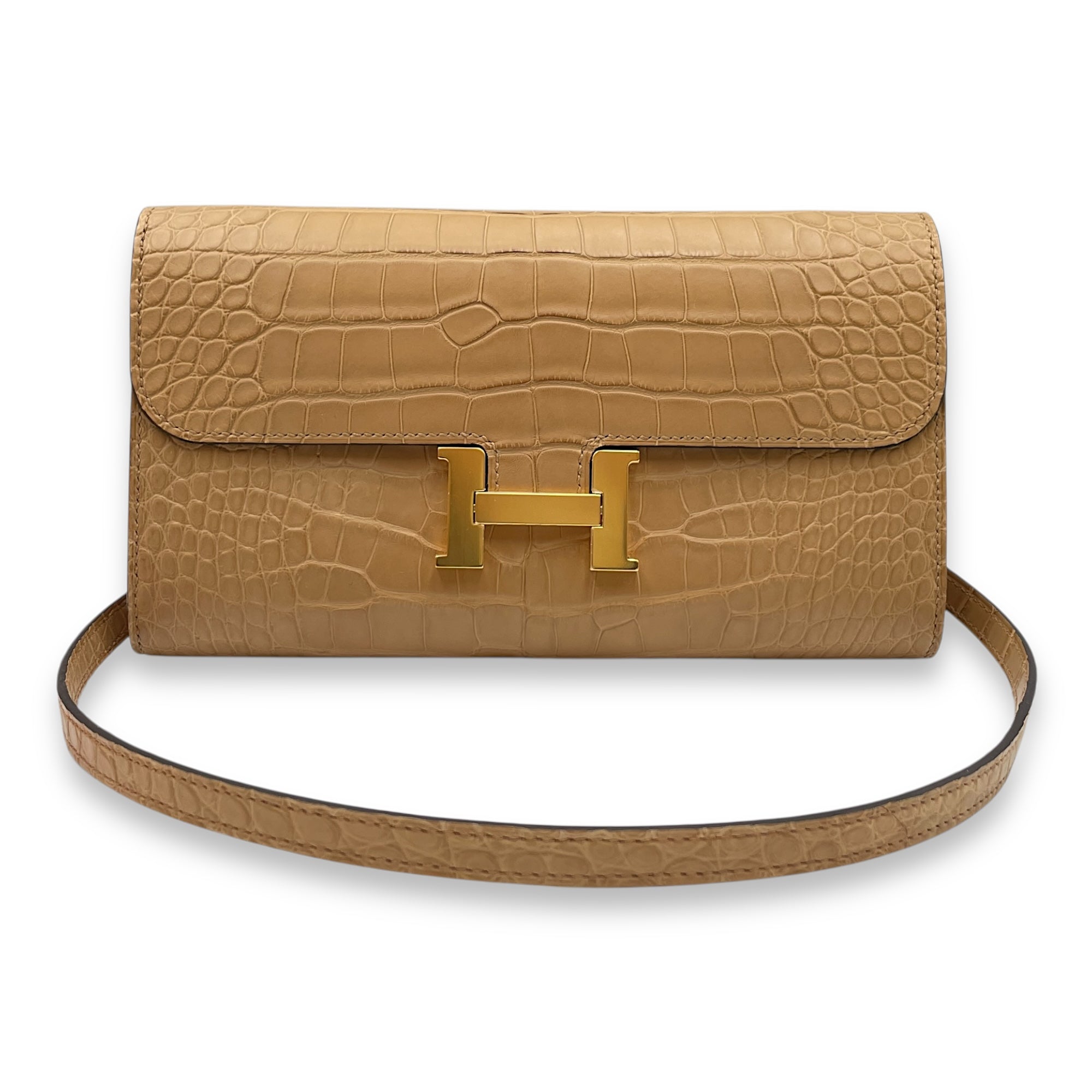 Constance To Go Chai Crossbody Bag in Matte Alligator, Gold hardware