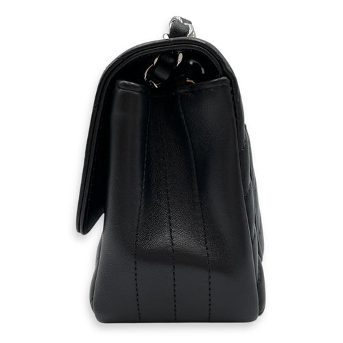 Square Chevron  Mini Black Flap Bag in Lambskin Silver hardware CL2509-15562 4