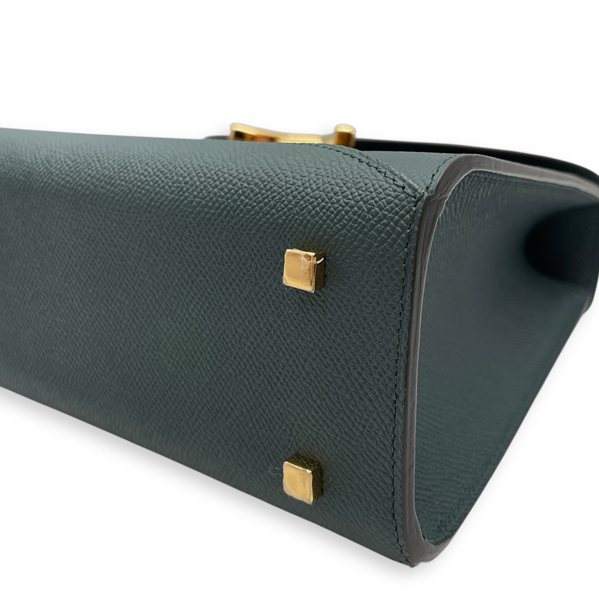 Gabrielle PM Green Crossbody Bag in Calfskin, Gold hardware