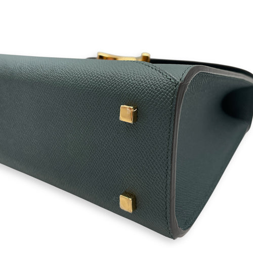 Gabrielle PM Green Crossbody Bag in Calfskin, Gold hardware