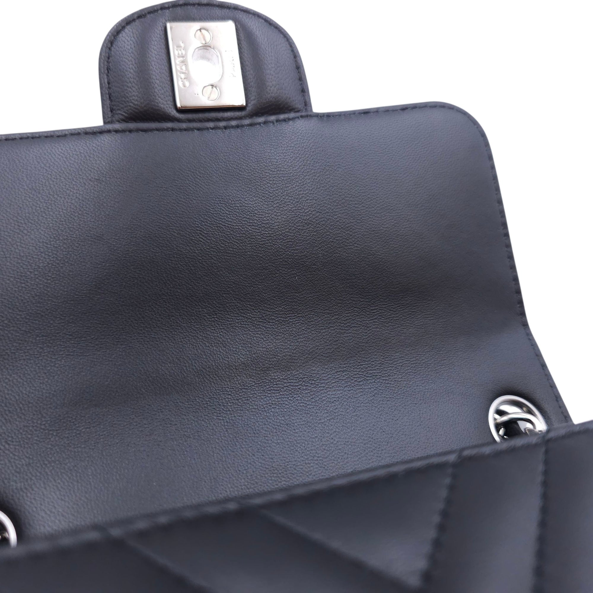 Square Chevron  Mini Black Flap Bag in Lambskin Silver hardware CL2509-15562 10