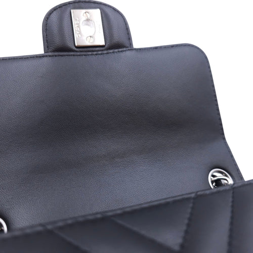 Square Chevron  Mini Black Flap Bag in Lambskin Silver hardware CL2509-15562 10