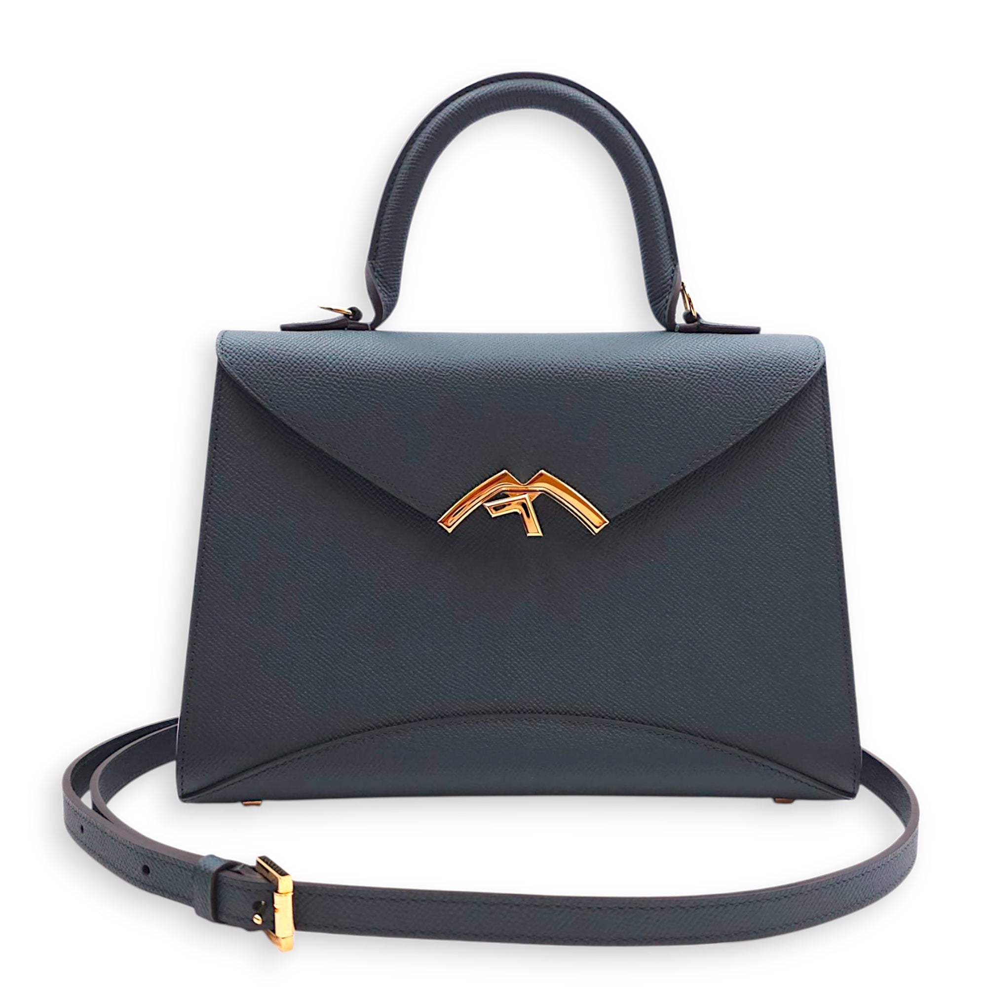 Gabrielle PM Green Crossbody Bag in Calfskin, Gold hardware