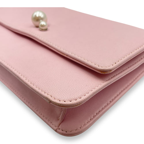 Tribals Promenade Pink Wallet on Chain in Lambskin, Silver hardware