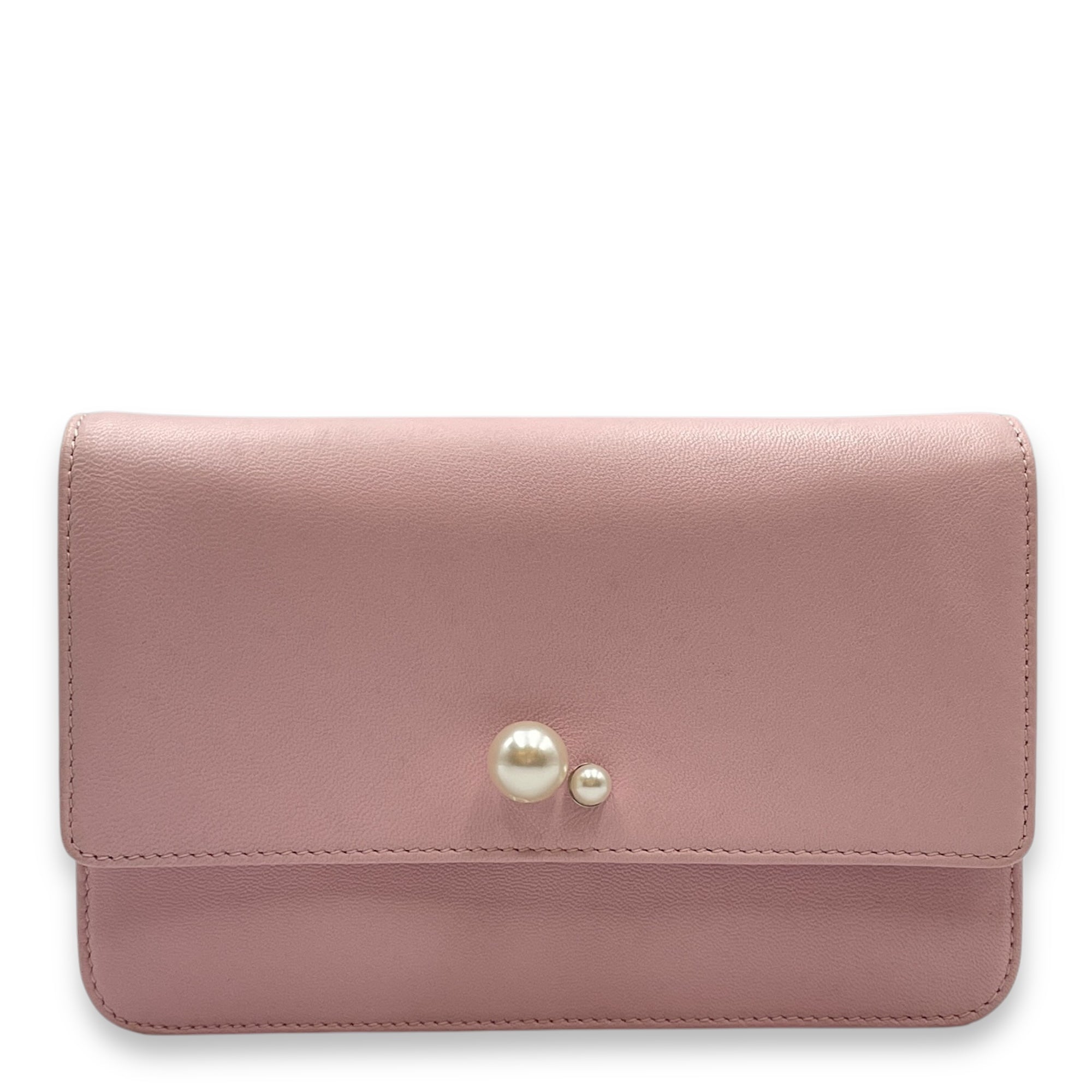 Tribals Promenade Pink Wallet on Chain in Lambskin, Silver hardware