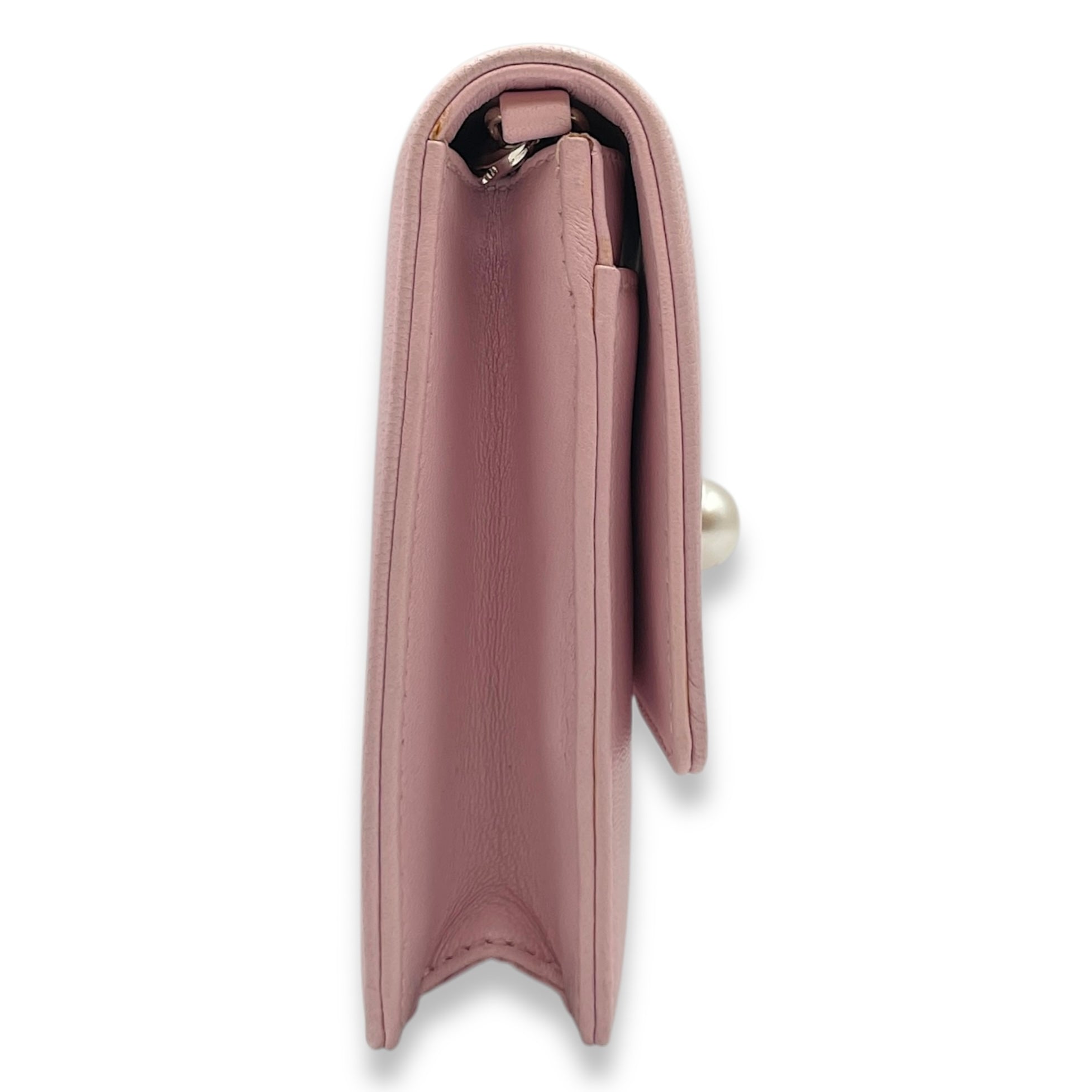 Tribals Promenade Pink Wallet on Chain in Lambskin, Silver hardware