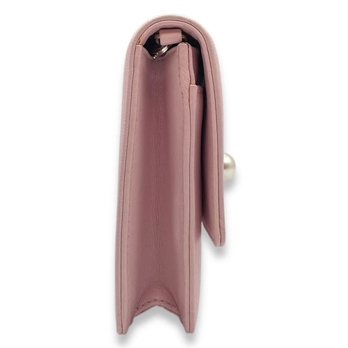 Tribals Promenade Pink Wallet on Chain in Lambskin, Silver hardware