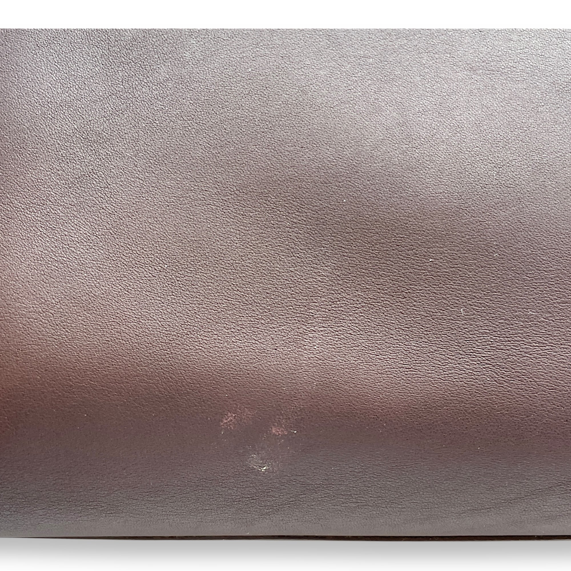 Classic Y Ligue Burgundy Top Handle Bag in Calfskin, Gold hardware
