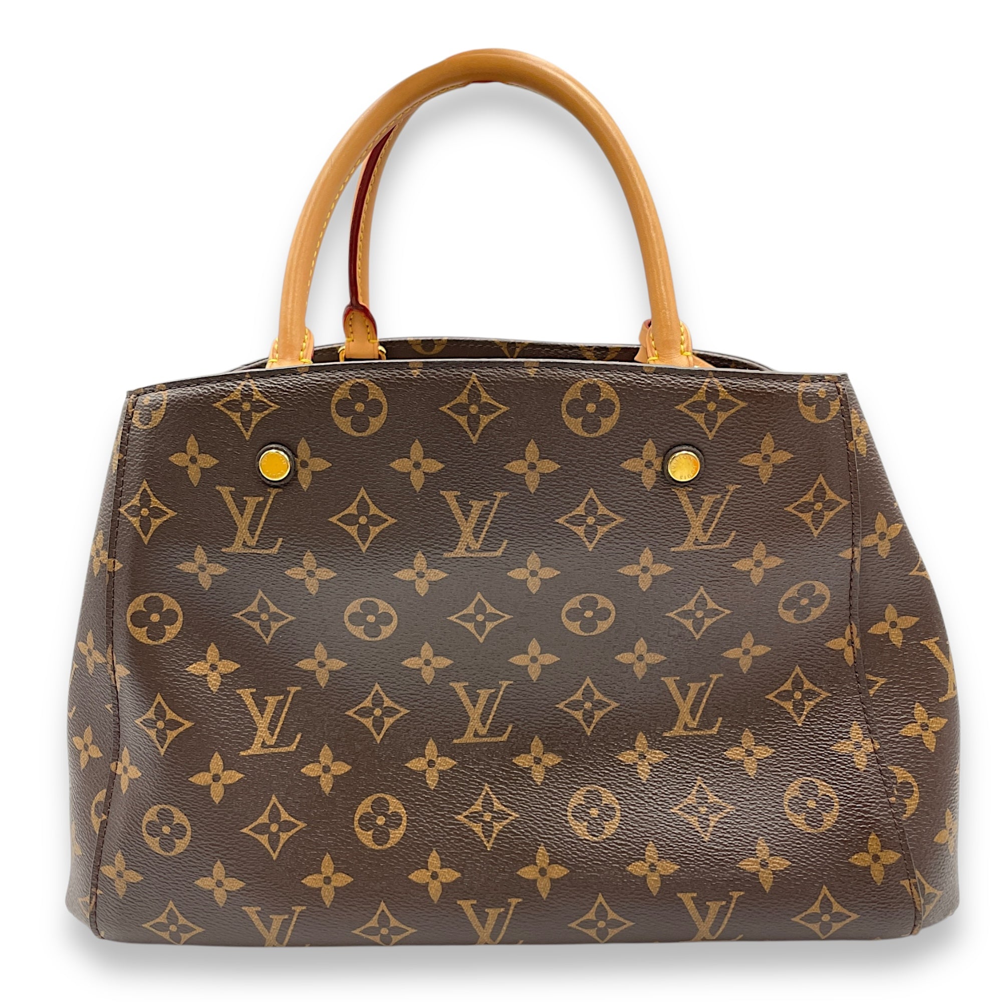 Montaigne Brown Monogram Shoulder Bag in Canvas, Gold hardware