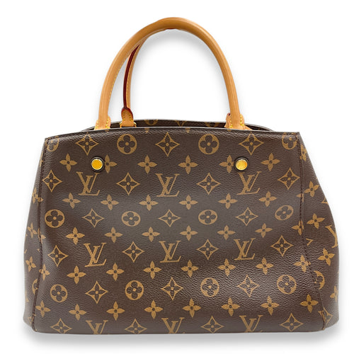 Montaigne Brown Monogram Shoulder Bag in Canvas, Gold hardware