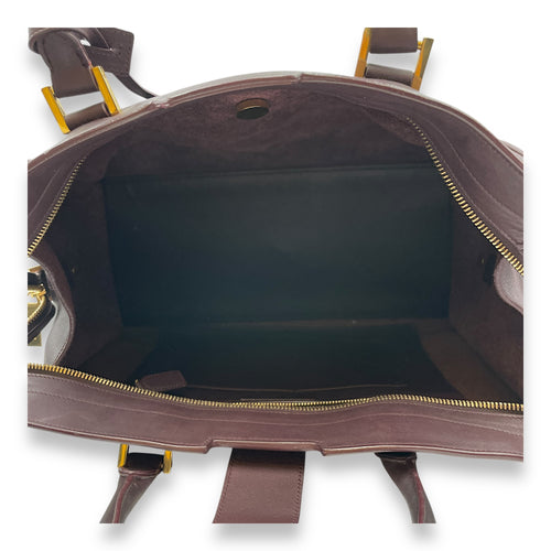 Classic Y Ligue Burgundy Top Handle Bag in Calfskin, Gold hardware