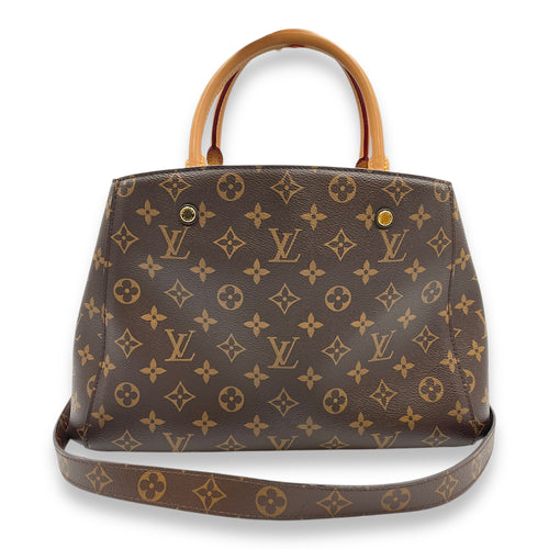 Montaigne Brown Monogram Shoulder Bag in Canvas, Gold hardware