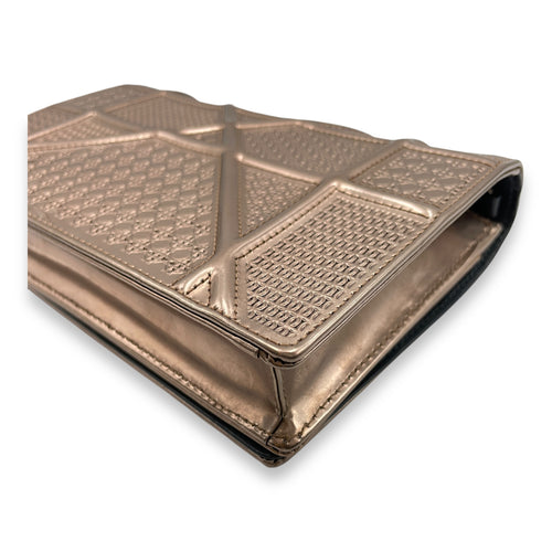 Cannage Micro Gold Wallet on Chain in Metallic Patent Leather, Silver hardware