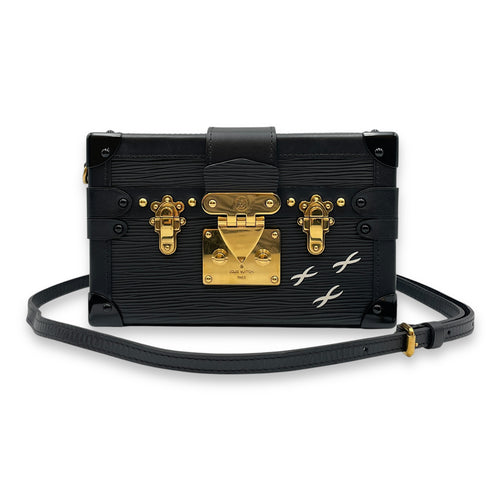 Malle Petite Noir Shoulder Bag in Epi Leather, Gold hardware