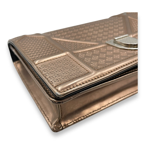 Cannage Micro Gold Wallet on Chain in Metallic Patent Leather, Silver hardware