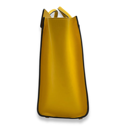 Luggage Micro Yellow Top Handle Bag in Calfskin, Gold hardware