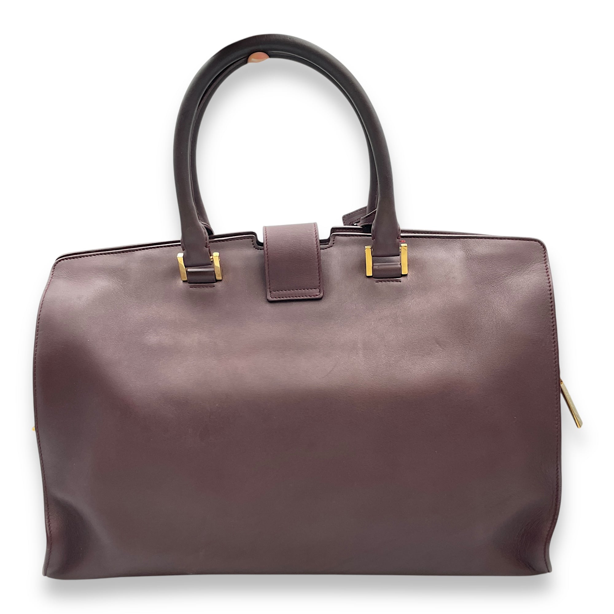 Classic Y Ligue Burgundy Top Handle Bag in Calfskin, Gold hardware