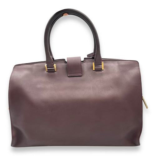 Classic Y Ligue Burgundy Top Handle Bag in Calfskin, Gold hardware