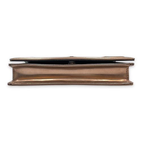 Cannage Micro Gold Wallet on Chain in Metallic Patent Leather, Silver hardware