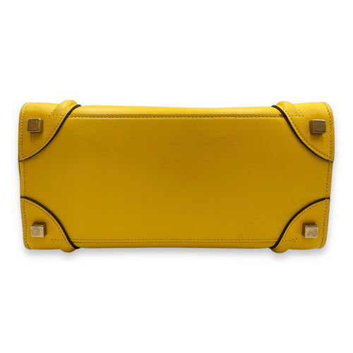 Luggage Micro Yellow Top Handle Bag in Calfskin, Gold hardware