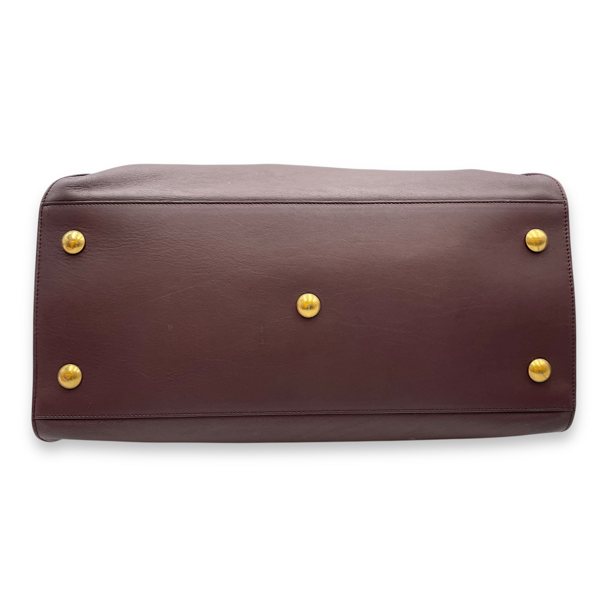 Classic Y Ligue Burgundy Top Handle Bag in Calfskin, Gold hardware