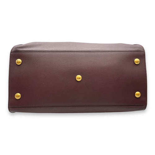 Classic Y Ligue Burgundy Top Handle Bag in Calfskin, Gold hardware