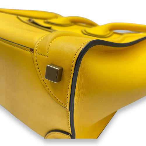 Luggage Micro Yellow Top Handle Bag in Calfskin, Gold hardware