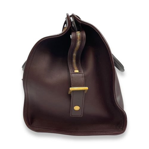 Classic Y Ligue Burgundy Top Handle Bag in Calfskin, Gold hardware