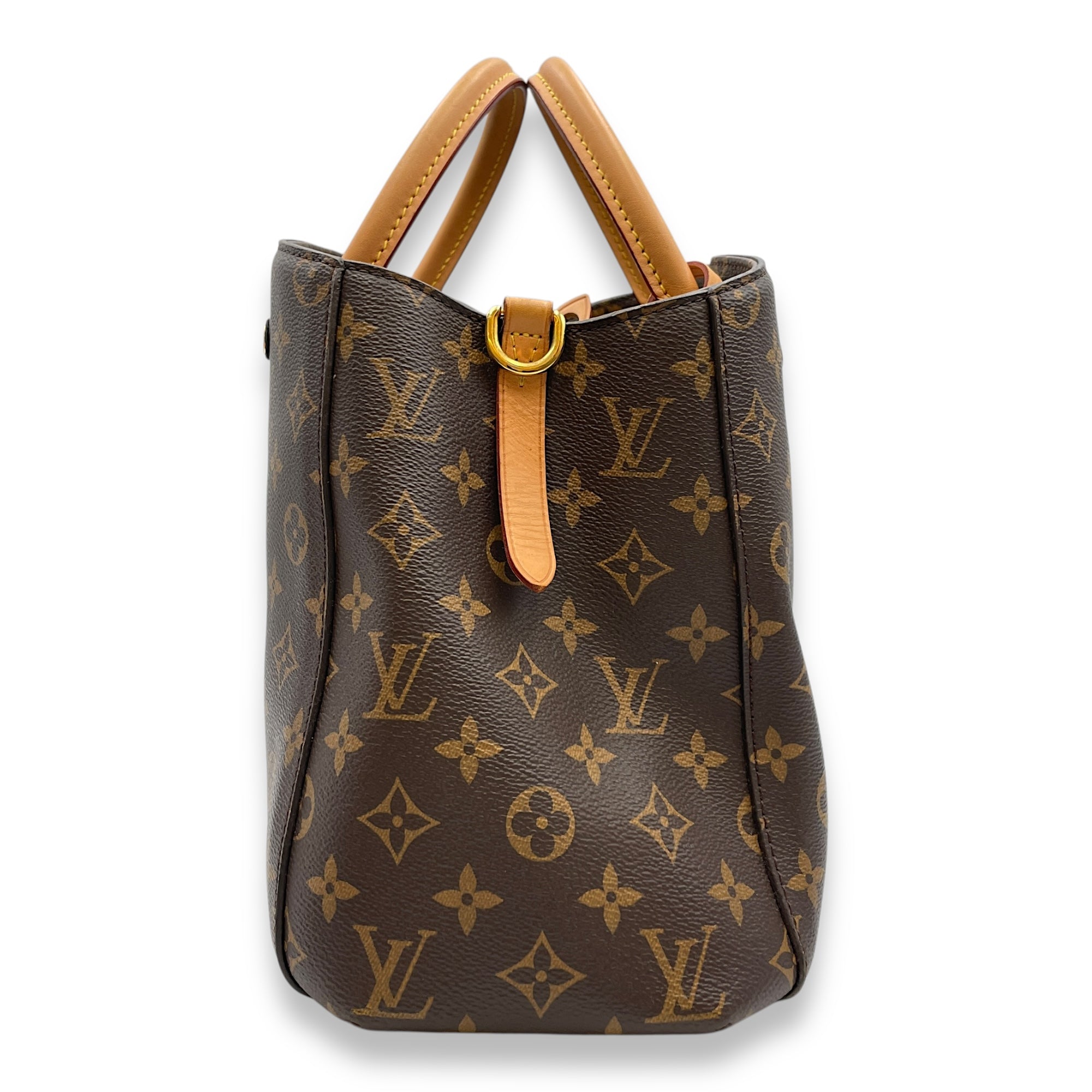 Montaigne Brown Monogram Shoulder Bag in Canvas, Gold hardware