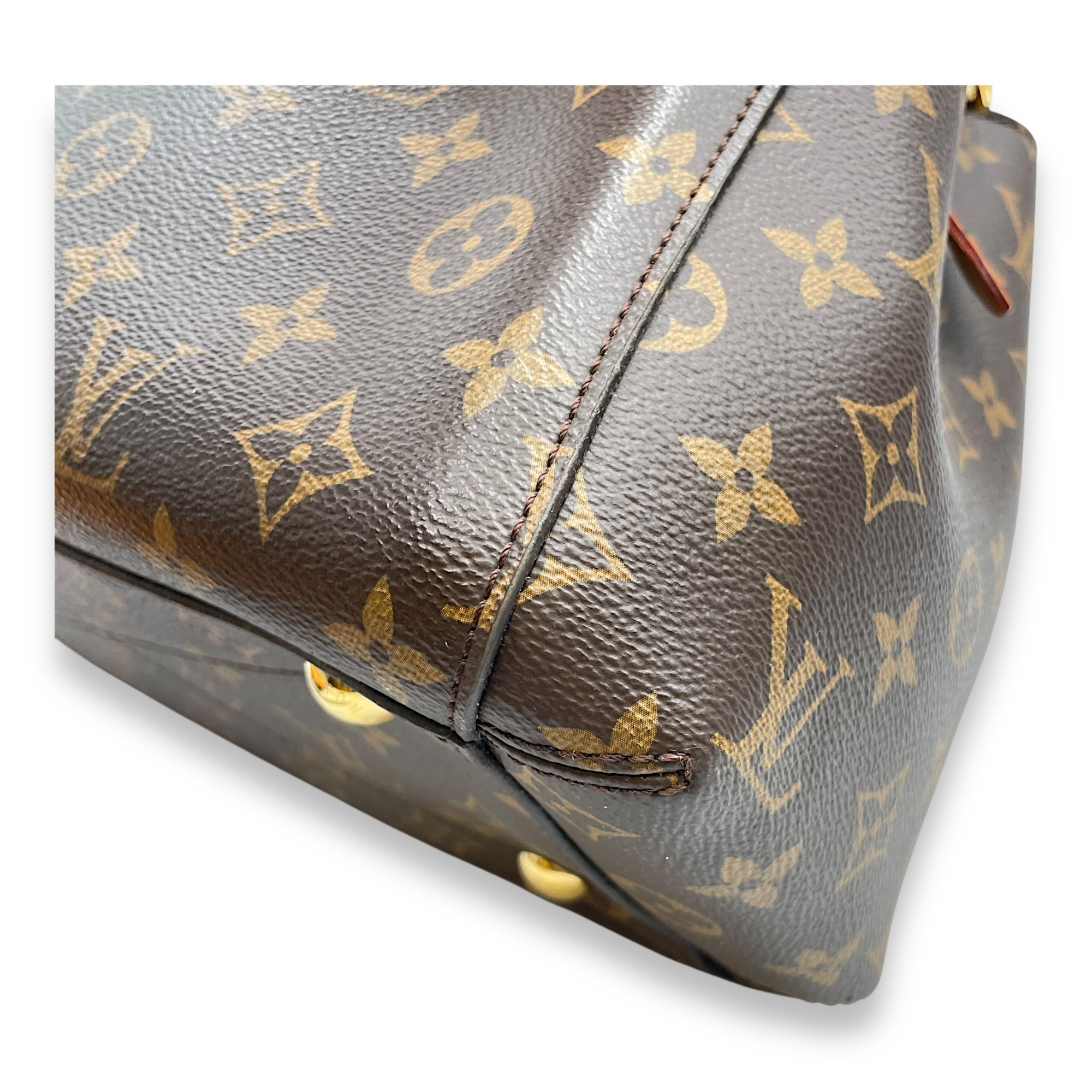 Montaigne Brown Monogram Shoulder Bag in Canvas, Gold hardware