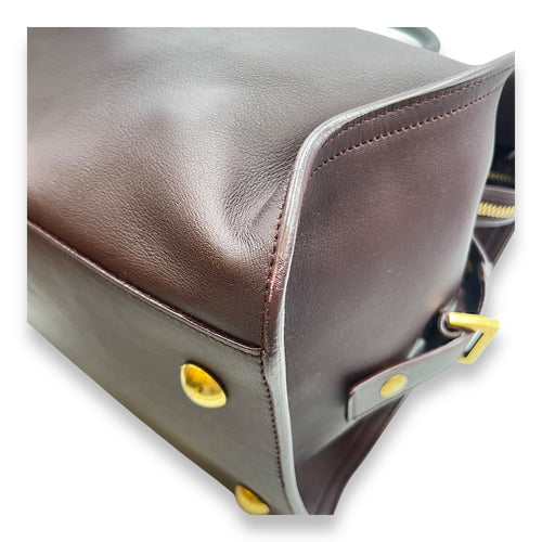 Classic Y Ligue Burgundy Top Handle Bag in Calfskin, Gold hardware
