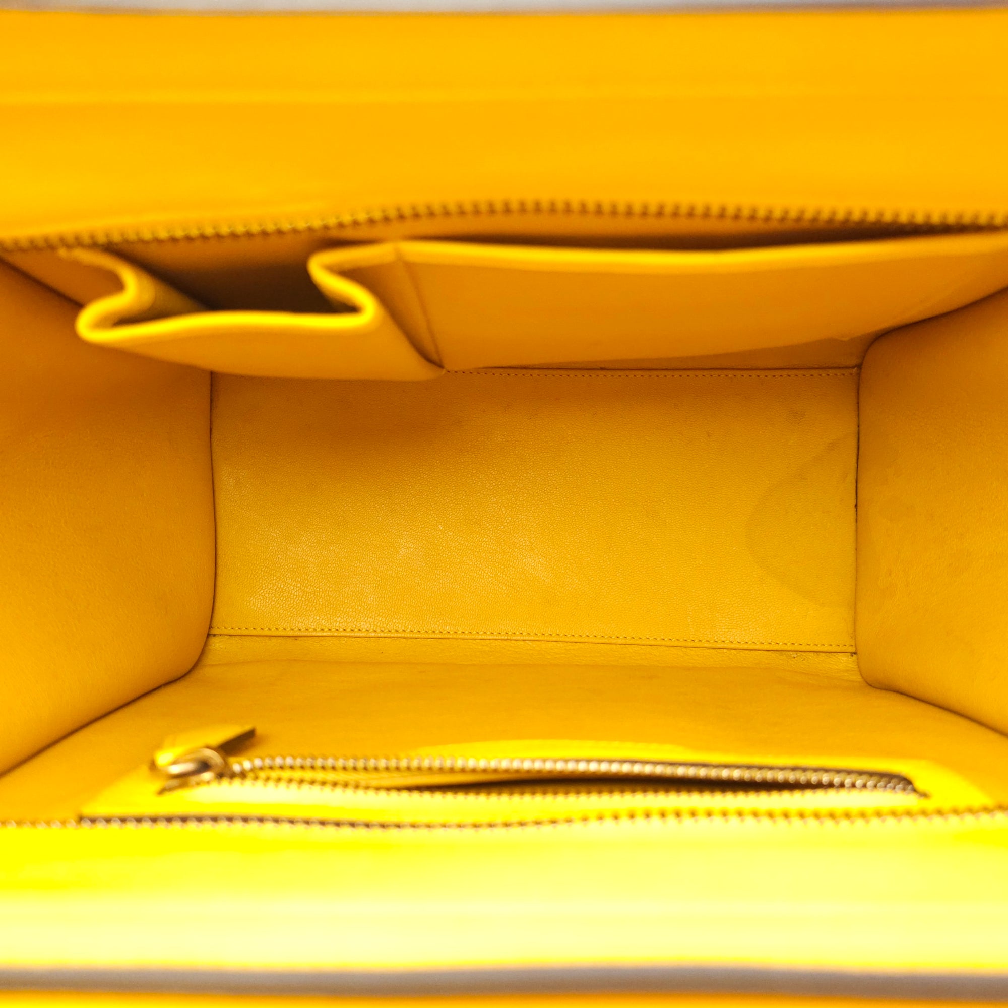 Luggage Micro Yellow Top Handle Bag in Calfskin, Gold hardware