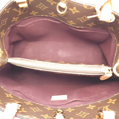 Montaigne Brown Monogram Shoulder Bag in Canvas, Gold hardware