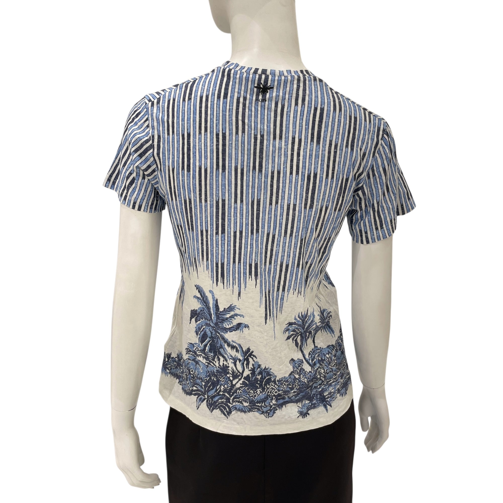 S/S Striped Palm Tree T-Shirt XS Blue Ready-To-Wear in Cotton