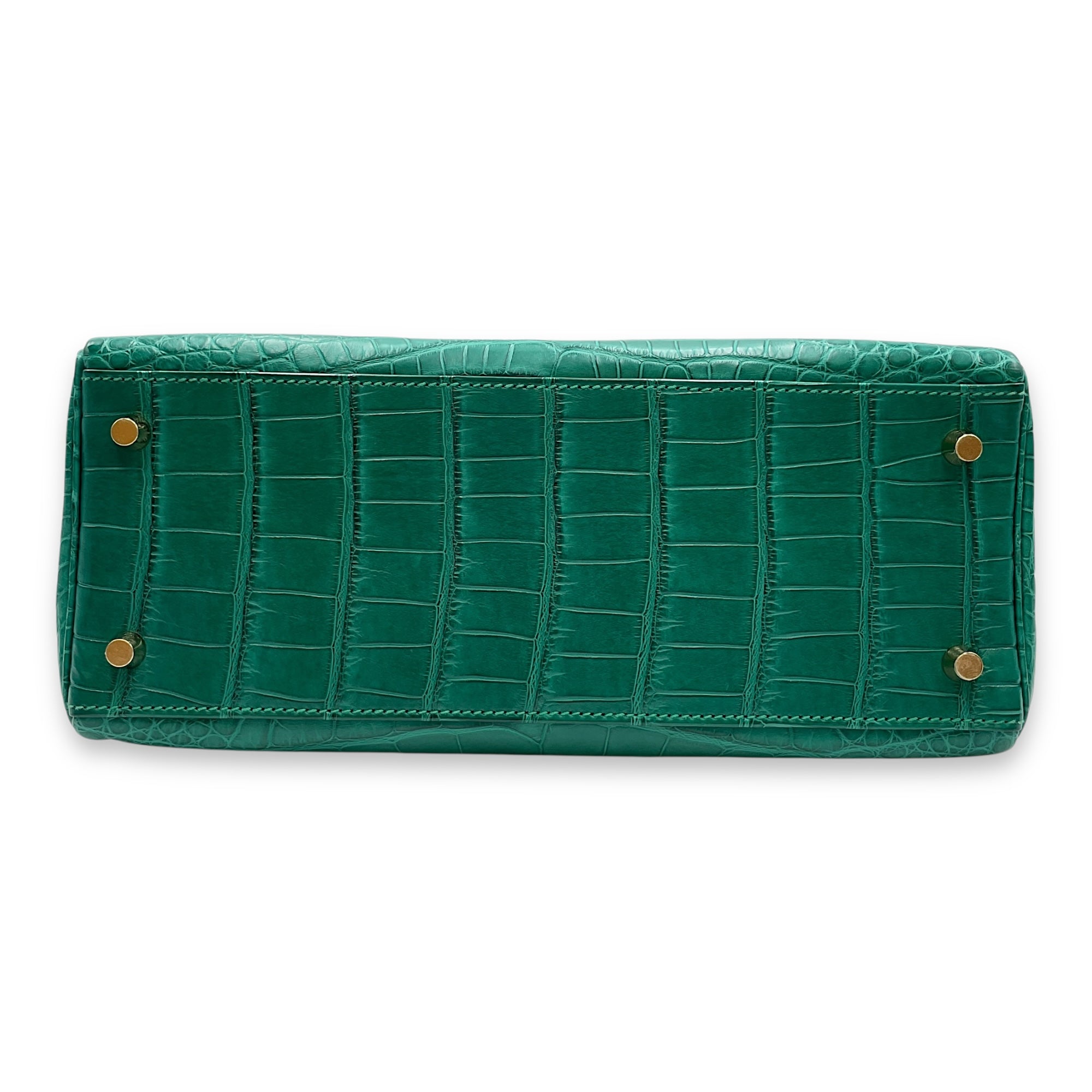 Kelly 28 Malachite in Matte Alligator, Gold hardware