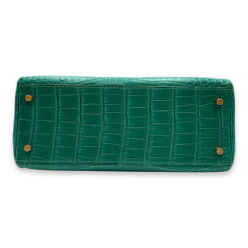 Kelly 28 Malachite in Matte Alligator, Gold hardware