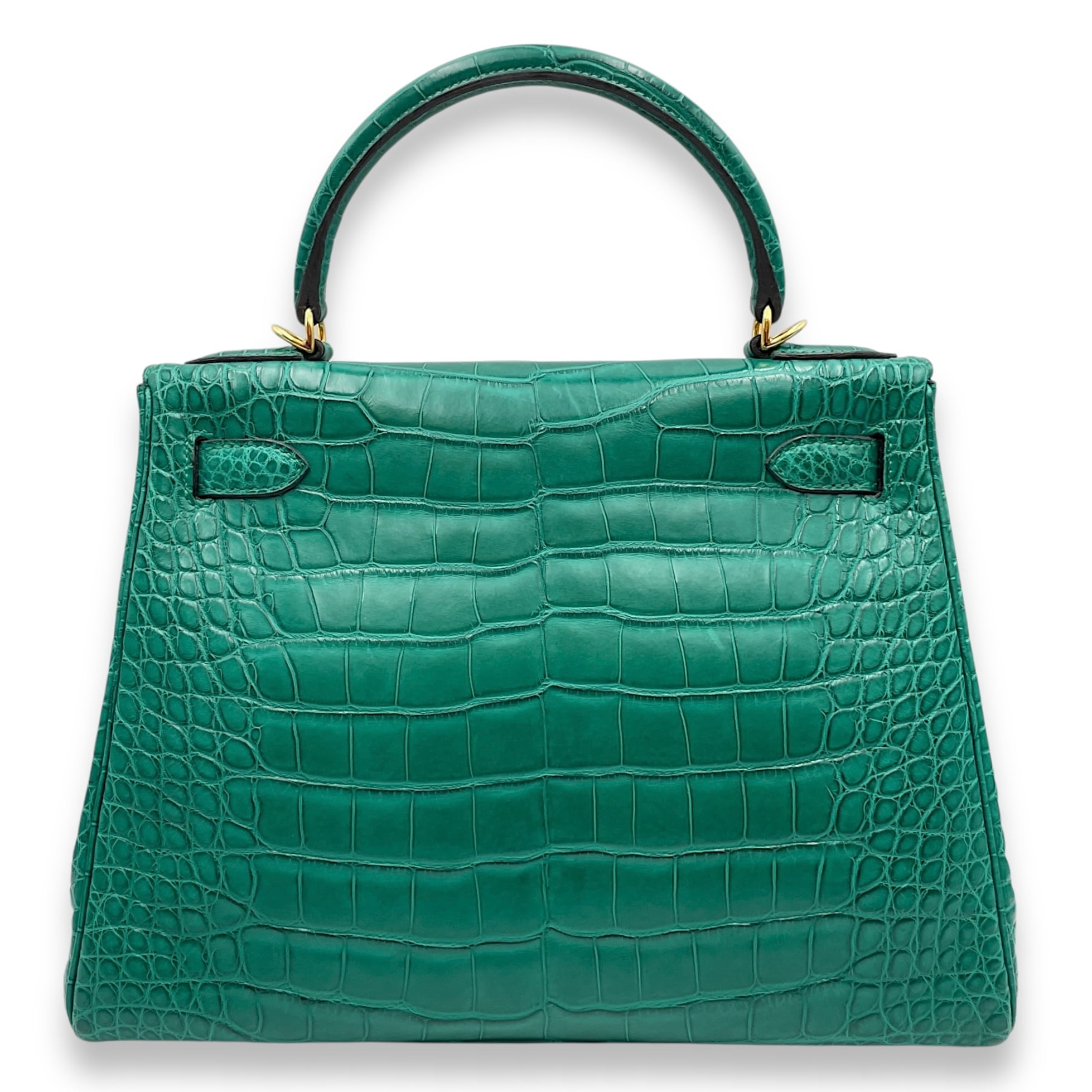 Kelly 28 Malachite in Matte Alligator, Gold hardware